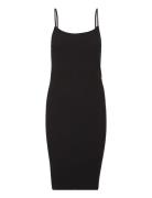 Slub Rib Strappy Dress Knælang Kjole Black Calvin Klein Jeans