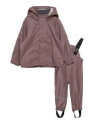 Pu Rain W. Susp. Recycled Outerwear Rainwear Rainwear Sets Pink Mikk-l...