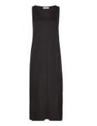 Mschlynette Sl V Neck Dress Knælang Kjole Black MSCH Copenhagen