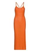 Knitted Dress With Sequin Detail Knælang Kjole Orange Mango