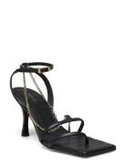 Straps Chain Sandal Med Hæl Black ALOHAS