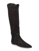 Suede Knee-High Flat Boot Lange Støvler Black Polo Ralph Lauren