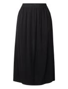 Savannah Viscose Skirt Knælang Nederdel Black Lexington Clothing