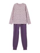 Nkfnightset Dawn Pink Flower Noos Pyjamassæt Purple Name It