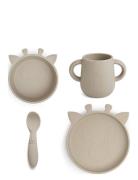 Lykke Silic Dinner Set 4-Pack Giraf Home Meal Time Dinner Sets Cream N...