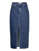Front Split Maxi Denim Skirt Lang Nederdel Blue Calvin Klein Jeans