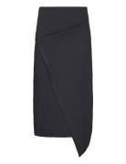 Stretch Jersey Midi Skirt Knælang Nederdel Black Calvin Klein