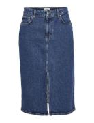 Objellen Midi Denim Skirt Noos Knælang Nederdel Blue Object