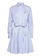 Striped Cotton Paneled Shirtdress Kort Kjole Blue Polo Ralph Lauren
