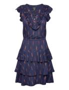 Geo-Print Ruffle-Trim Jersey Dress Kort Kjole Navy Lauren Ralph Lauren