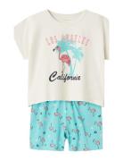 Nkfnightset Cap Pool Blue Flamingo Noos Pyjamassæt Multi/patterned Nam...