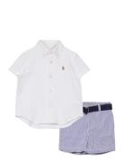 Shirt, Belt & Seersucker Short Set Sets Sets With Short-sleeved T-shir...