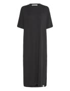 Modal Long Loose T-Shirt Dress Knælang Kjole Black Calvin Klein Jeans