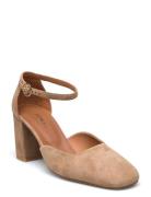 264-Dana Velours Sandal Med Hæl Beige Jonak Paris