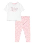 Glitter Print Tee And Juicy Aop Legging Set Sets Sets With Short-sleev...