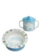 Elephant, Bowl And Cup, Grey Home Meal Time Dinner Sets Multi/patterne...