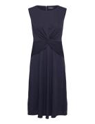 Twist-Front Jersey Dress Knælang Kjole Navy Lauren Ralph Lauren