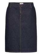 Denim Midi Zip Skirt Knælang Nederdel Blue Filippa K
