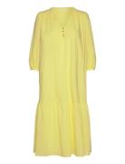 Annaba Long Chiffon Dress Knælang Kjole Yellow Tamaris Apparel
