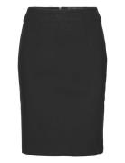 Pencil Skirt With Rome-Knit Opening Knælang Nederdel Black Mango
