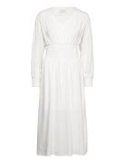 Dress W/ Smock Knælang Kjole White Rosemunde