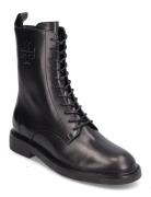 Double T Combat Boot Shoes Boots Ankle Boots Laced Boots Black Tory Bu...