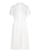 Linen Ss Midi Shirt Dress Knælang Kjole White Tommy Hilfiger