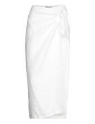 Linen Wrap Skirt Knælang Nederdel White Polo Ralph Lauren
