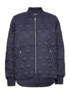 Quilted Jacket With Rib Knit Collar Quiltet Jakke Navy Esprit Collecti...