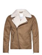 Imit?. Shearling Biker Jacket Foret Jakke Brown Lindbergh