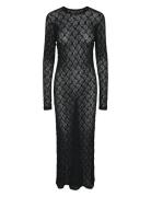 Pcnaya Ls O-Neck Lace Maxi Dress D2D Jit Knælang Kjole Black Pieces