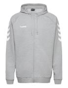 Hmlgo Cotton Zip Hoodie Sport Sweatshirts & Hoodies Hoodies Grey Humme...
