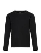 Top L S Basic Rib Tops T-shirts Long-sleeved T-Skjorte Black Lindex