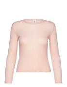 Woolly T Tops T-shirts Long-sleeved T-Skjorte Pink Müsli By Green Cott...