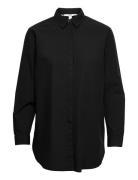 Long Blouse Made Of 100% Organic Cotton Tops Shirts Long-sleeved Black...