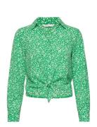 Onlnova Lux L/S Knot Shirt Aop Ptm Tops Shirts Long-sleeved Green ONLY