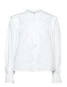 2Nd Avilyn - Soft Cotton Tops Blouses Long-sleeved White 2NDDAY