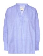 Light Shirt Chambray Tops Blouses Long-sleeved Blue Moshi Moshi Mind