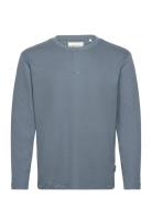 Structured L Tops T-Langærmet Skjorte Blue Tom Tailor