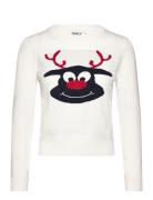 Onlxmas Reindeer Ls O-Neck Box Knt Tops Knitwear Jumpers White ONLY
