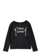 What's Cooking Sp Ls Tee Tops T-shirts Long-sleeved T-Skjorte Black Mi...