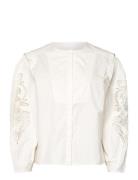 2Nd Odette Tt - Cotton Delight Emb. Tops Blouses Long-sleeved White 2N...