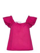 2Nd Cerise Tt - Crispy Poplin Tops T-shirts & Tops Short-sleeved Pink ...