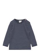 Stripe Rib L/S T Baby Tops T-shirts Long-sleeved T-Skjorte Navy Müsli ...