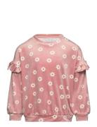 Sweater Velour Aop Tops Sweatshirts & Hoodies Sweatshirts Pink Lindex