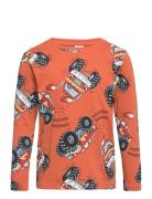 Top Ls Aop Monstertruck Tops T-shirts Long-sleeved T-Skjorte Orange Li...