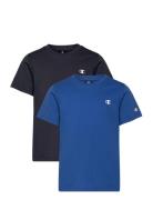 2 Pack Ss Tee Sport T-Kortærmet Skjorte Blue Champion