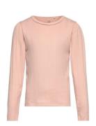 Blouse Ls Pointelle Tops T-shirts Long-sleeved T-Skjorte Pink En Fant