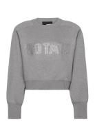 Firm Knit Cropped Jumper Tops Sweatshirts & Hoodies Sweatshirts Grey R...