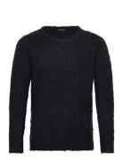 Twisted Boucle Tops Knitwear Round Necks Navy French Connection